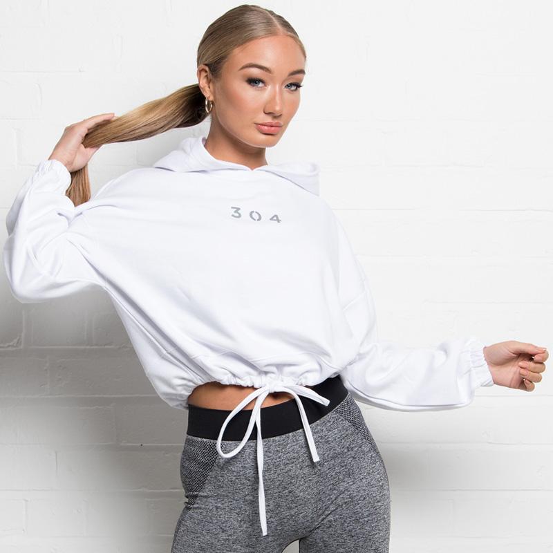 304 Active White Drawstring Hood