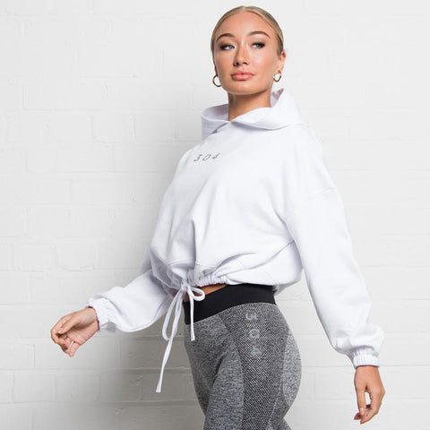 304 Active White Drawstring Hood