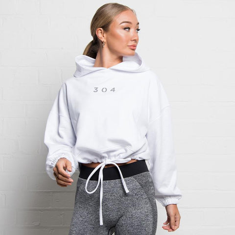 304 Active White Drawstring Hood
